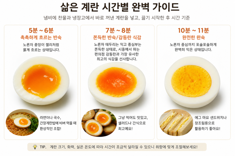 찬물부터 끓이는 간단한 계란 삶는법: 냉장고에서 바로 꺼내 삶는 초간단 시간표