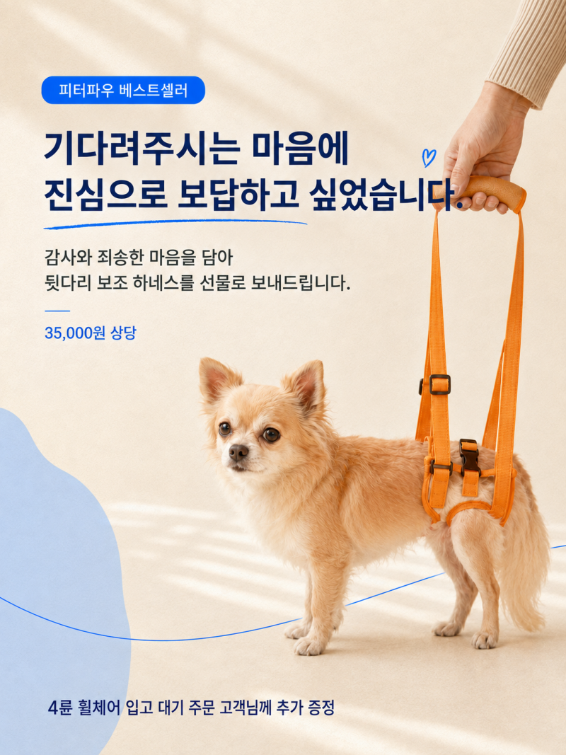 4륜 강아지 휠체어 기다릴 수 있다면! 35,000원 하네스까지 드려요
