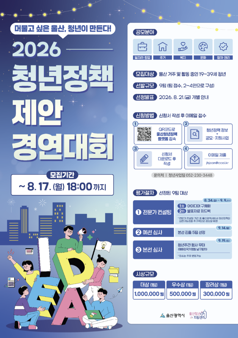 2026 울산 청년정책 제안 경연대회｜청년이 직접 만드는 울산의 미래