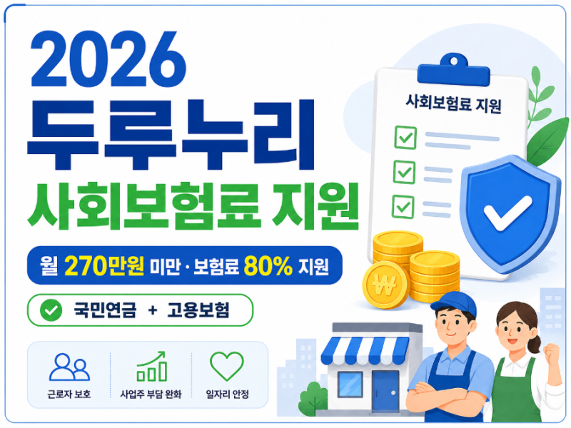 2026년 두루누리 사회보험료 지원 총정리｜월 270만원 미만·보험료 80%, 누가 받을 수 있을까?