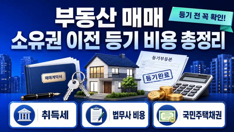 부동산 매매할 때 소유권 이전 등기 비용 총 정리｜취득세·법무사 비용·국민주택채권까지 ....