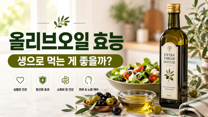 올리브오일 효능, 생으로 먹는 게 좋을까? 제대로 먹는 법 정리