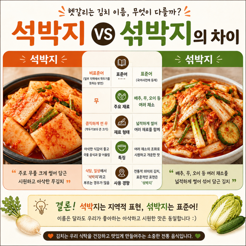 석박지와 섞박지, 뭐가 다를까? 헷갈리는 김치 이름 제대로 알아보기