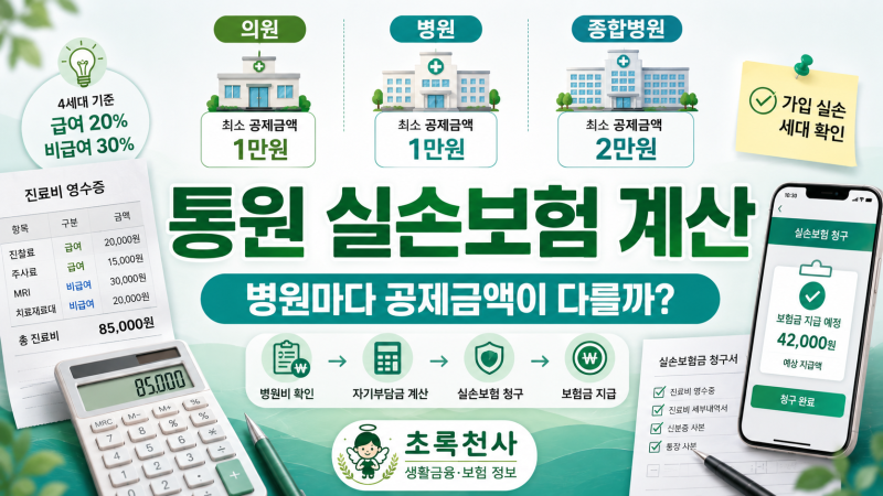 통원 실손보험 계산 │ 의원·병원·종합병원 방문 시 공제금액 확인방법
