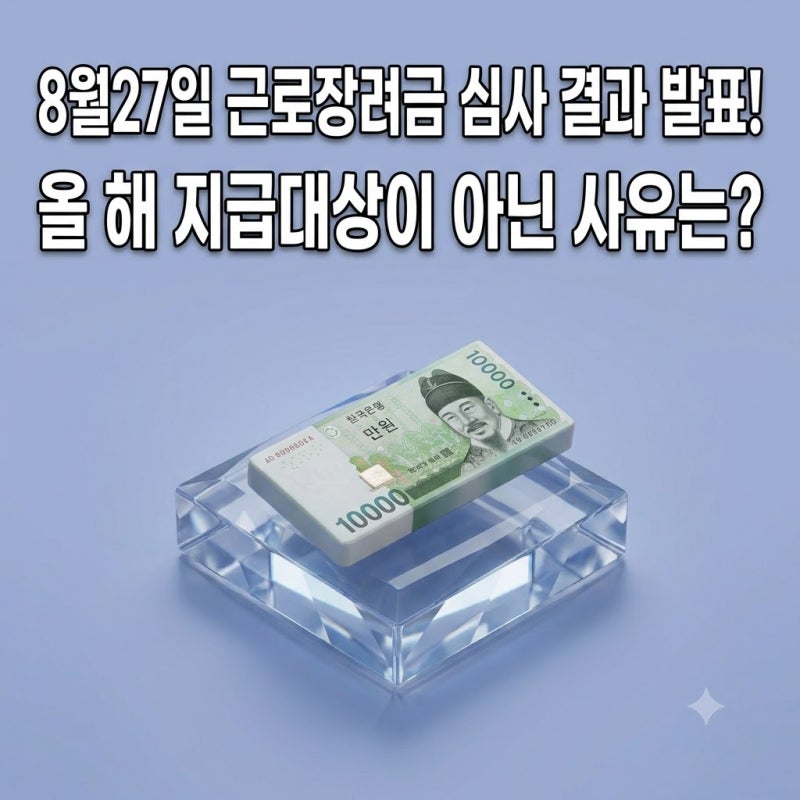 8월27일 근로장려금 심사 결과 발표, 2년간 받았었는데 올 해 지급대상이 아닌 사유는?