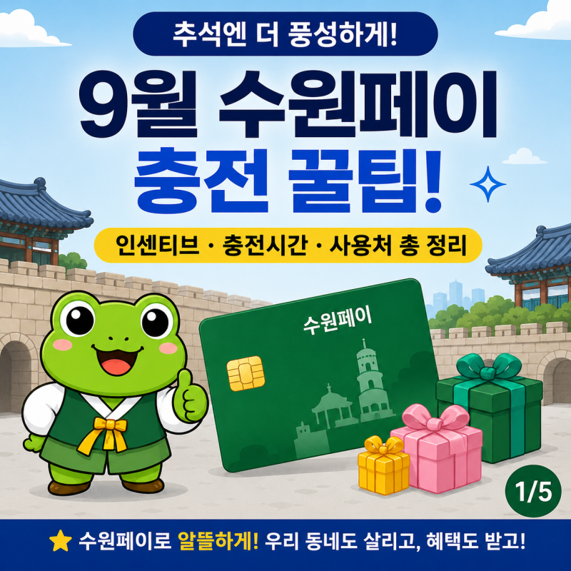 9월 수원페이 충전 꿀팁! 인센티브 20% 충전시간 사용처 총정리