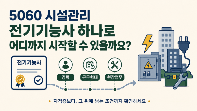5060 시설관리 취업, 전기기능사 하나로 어디까지 시작할 수 있을까요?