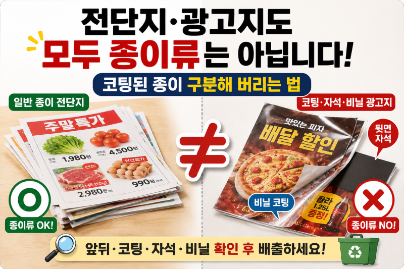 전단지·광고지도 모두 종이류는 아닙니다｜코팅된 종이 구분해 버리는 법