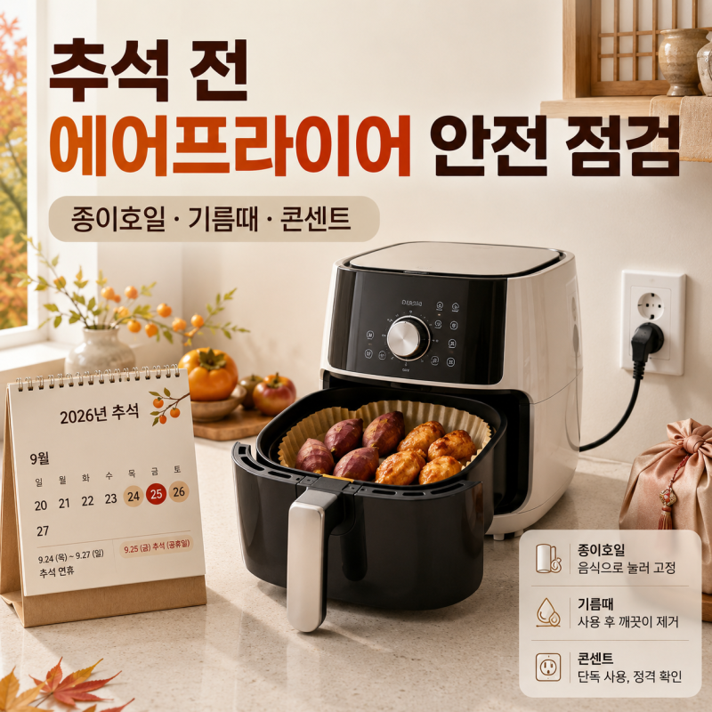 에어프라이어 화재·과열 안전 수칙: 빈 바스켓 종이호일 단독 예열 금지