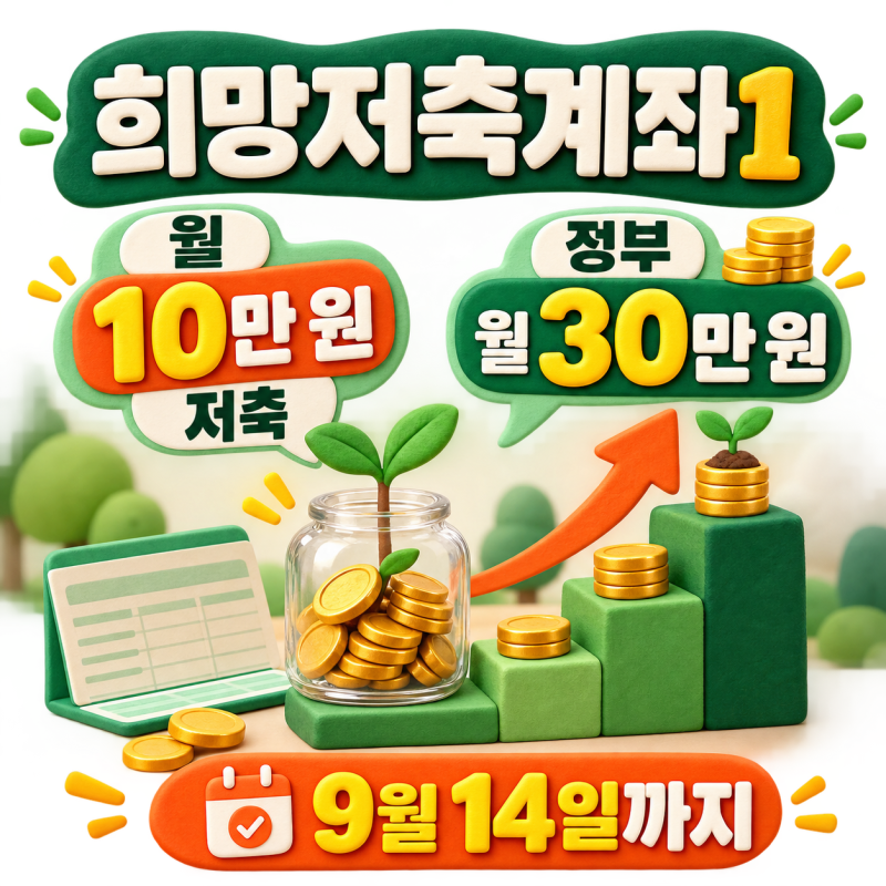 2026 희망저축계좌1 신청 대상｜월 10만 원 저축하면 정부가 30만 원 지원