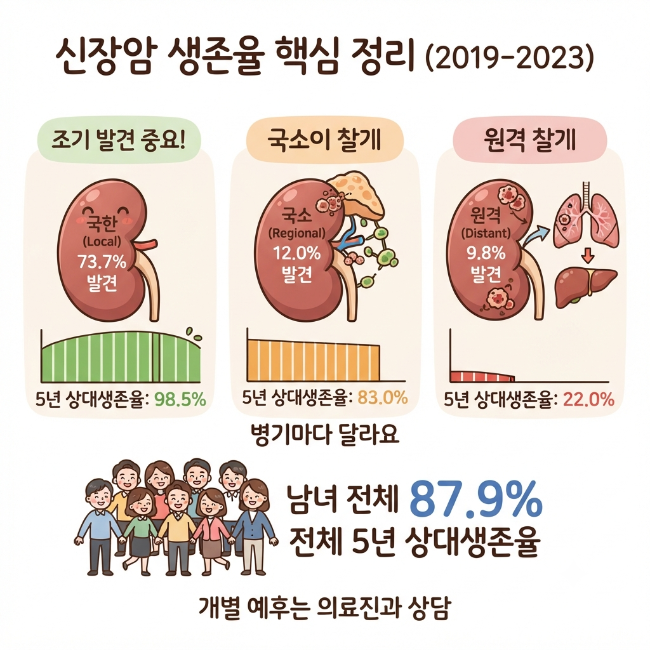 신장암 생존율 총정리｜병기·암 종류·전이 여부에 따른 예후 분석