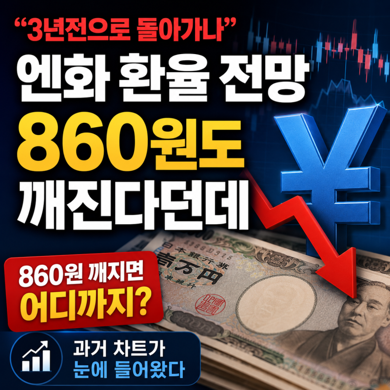 엔화 환율 전망 860원 깨지면 어디까지, 과거 차트가 눈에 들어왔다