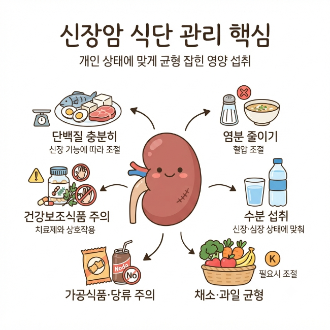 신장암 식단 관리 총정리｜신장 기능과 치료 상태를 고려한 영양 관리 전략