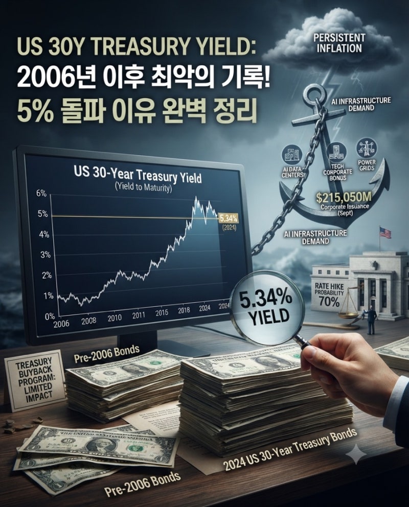 미국 30년물 국채 금리 2006년 이후 최악의 기록과 5퍼센트 돌파 이유 완벽 정리