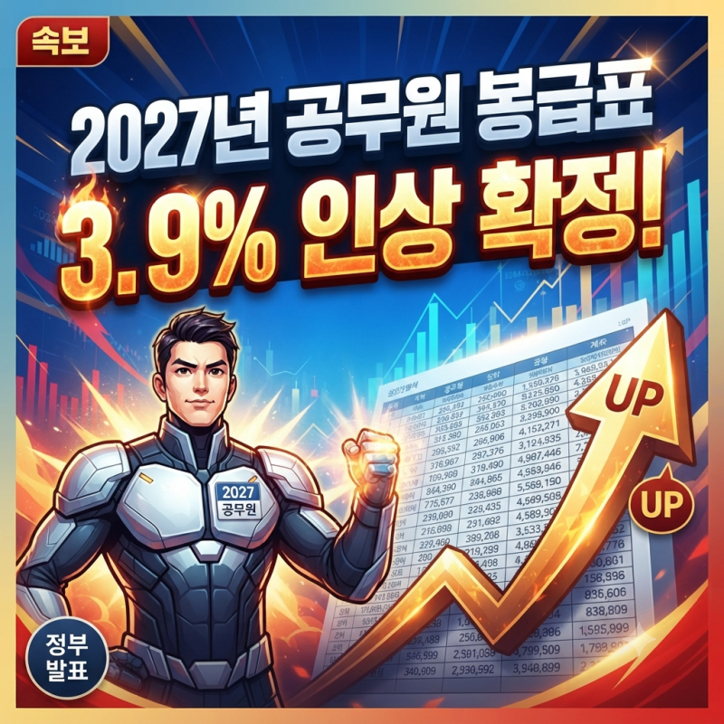 2027년 공무원 봉급표 3.9% 인상 확정! 인상된 공무원 봉급표