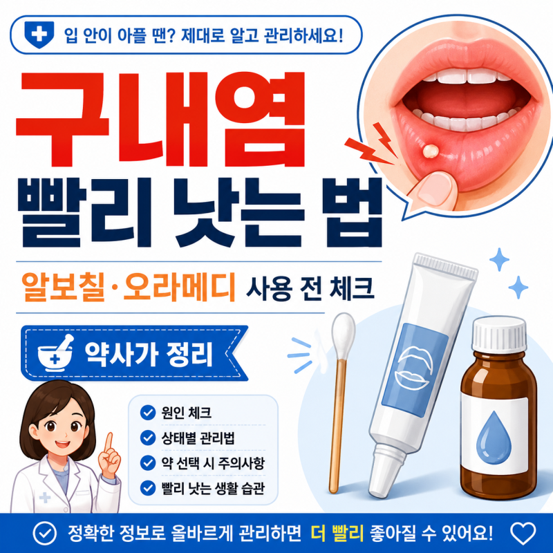 입안에 하얗게 구내염 생겼다면? 알보칠부터 바르기 전에 알아두세요! 오라메디, 페리덱스, ....