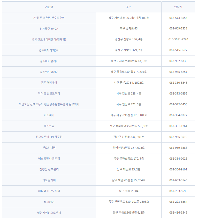 전남광주 산후도우미 업체 리스트 & A급 업체 확인 방법 - 베스트맘 예약 후기