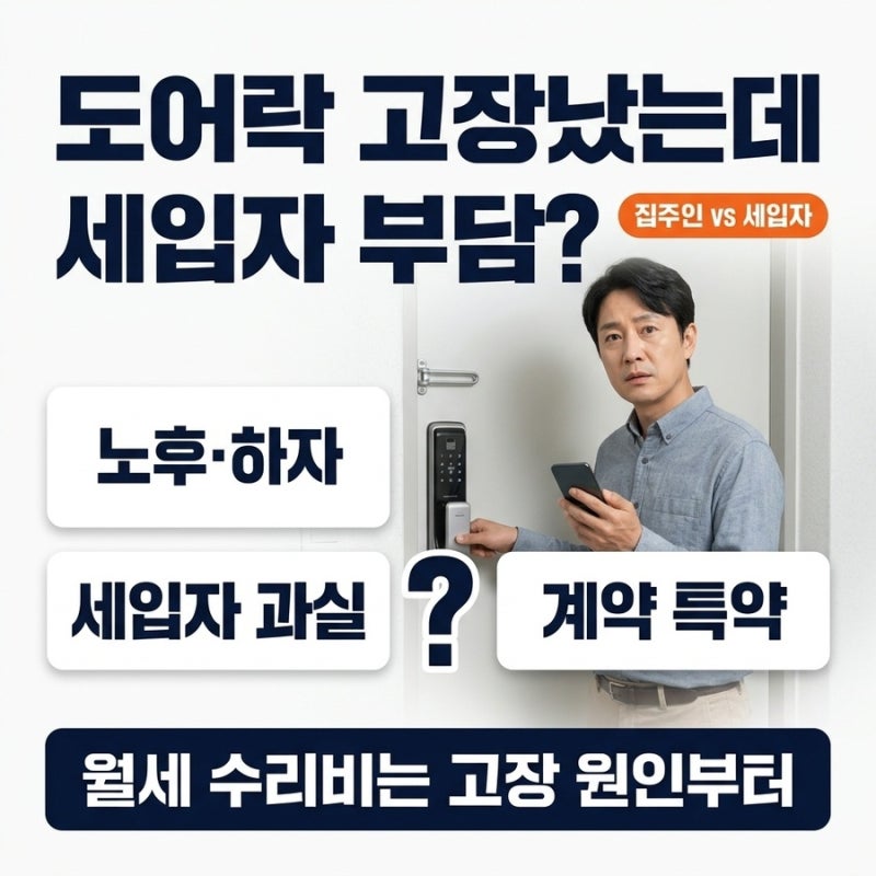 “도어락 고장났는데 세입자 부담?” 월세 수리비 책임 따져보니