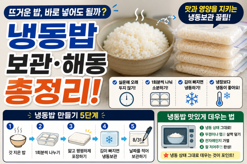 밥 냉동할 때 뜨거운 채로 넣어도 될까? 냉동밥 보관기간·맛있게 데우는 법