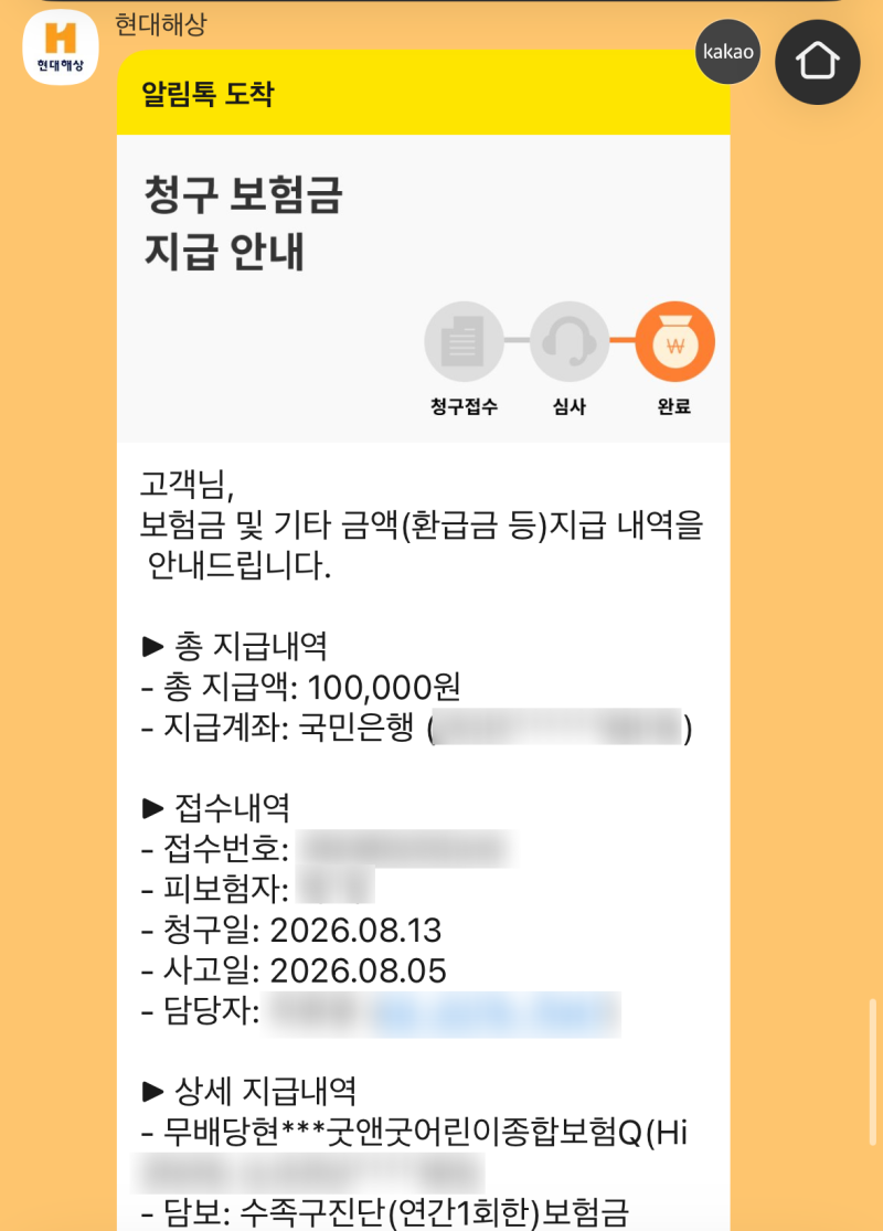 수족구 현대해상 보험금 청구 후기, 필요서류부터 보험금 입금까지