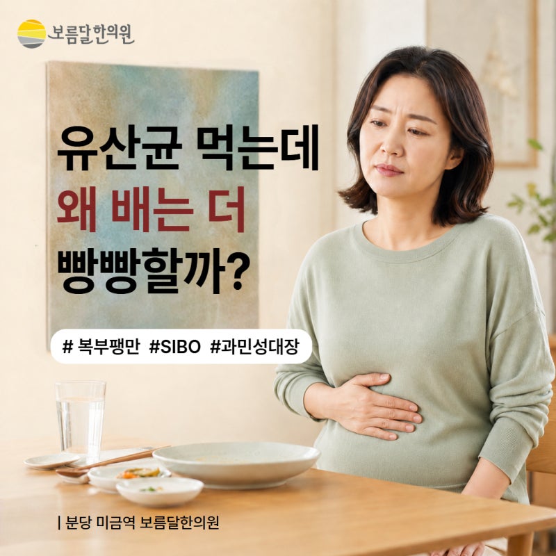 유산균 열심히 챙겨 먹는데, 왜 '복부팽만'은 해결되지 않는 걸까? [미금역 보름달한의원]