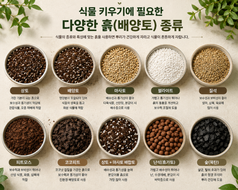 식물마다 필요한 흙이 다르다? 배양토·상토·마사토 등등ᆢ 종류별 특징 알아봐요
