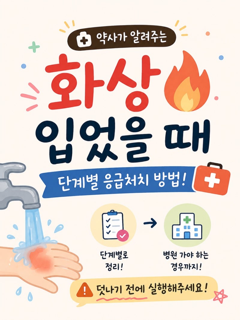 약사가 알려주는 화상 입었을 때 단계별 응급처치 방법! 병원가야하는 경우까지, 덧나기 전....