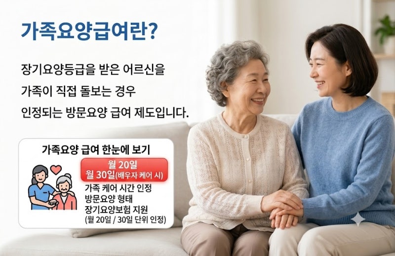 부모님 돌보며 월급 받을 수 있을까? 가족요양 자격조건·급여·신청방법 총정리