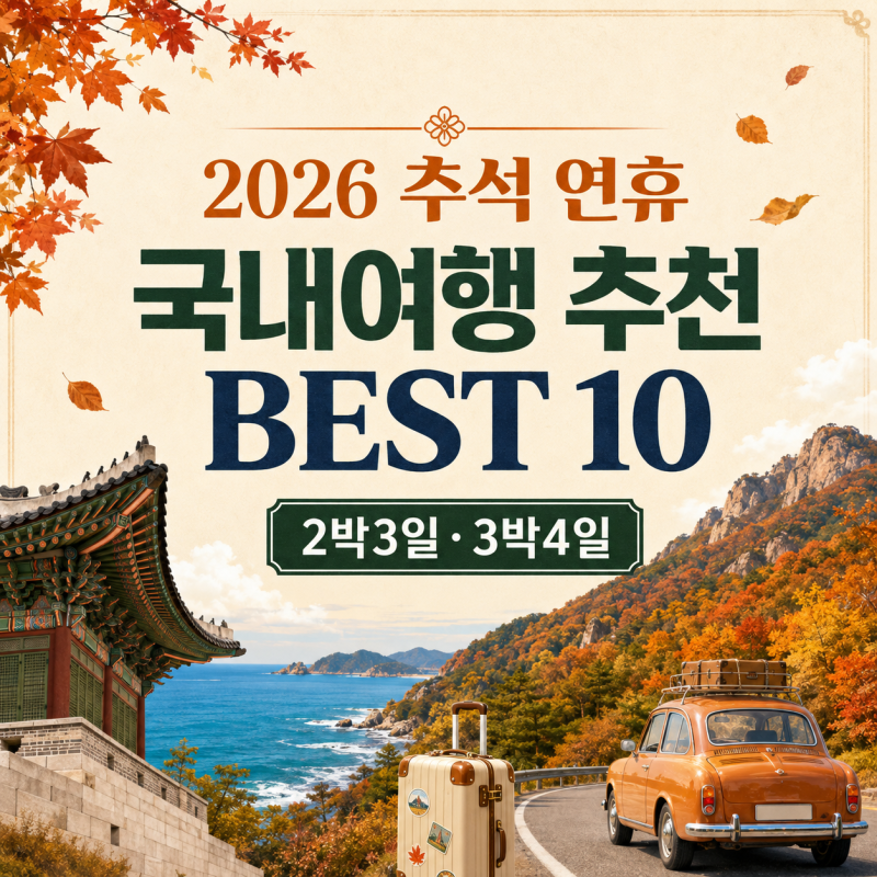 2026 추석 연휴 4일 국내여행 추천｜2박3일·3박4일 여행지 BEST 10