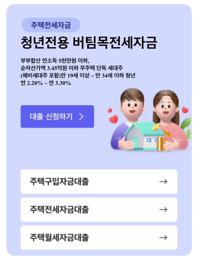 행복주택 HUG 청년 버팀목 전세대출 입사 1년 미만자 승인 과정