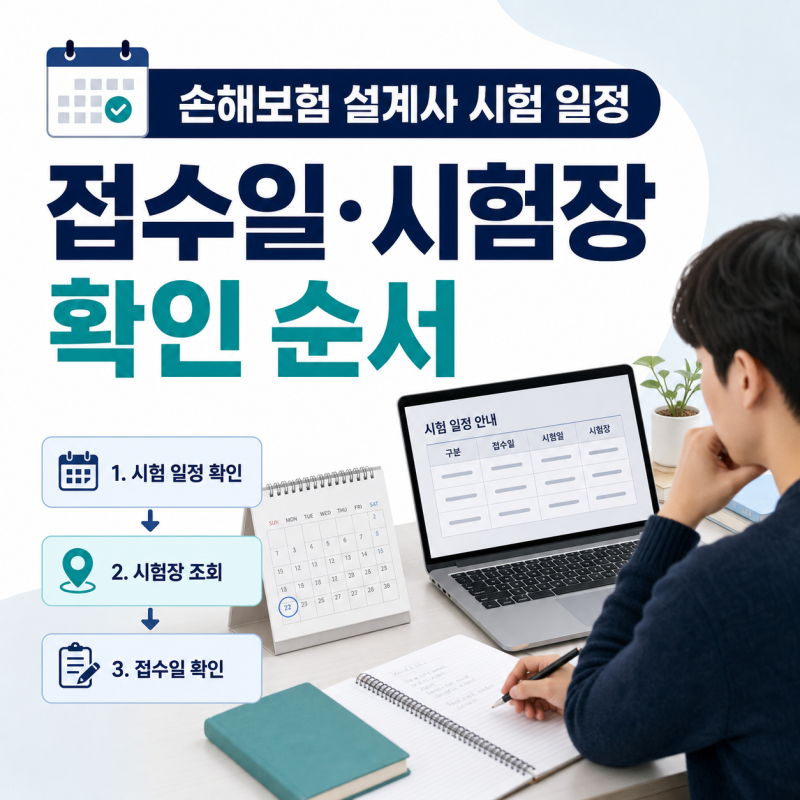 손해보험 설계사 시험 일정, 접수일과 시험장 확인 순서