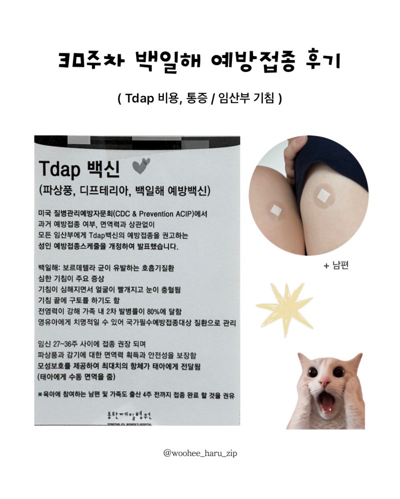 [임신 30주차] 동탄제일병원 백일해 예방접종 | 남편과 접종 후기 (ft. 임산부 기침 상담)
