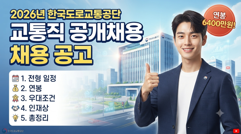 "연봉 6400만원!" 2026년 한국도로교통공단 교통직 공개채용: 전형 일정 및 연봉·우대조건·인....