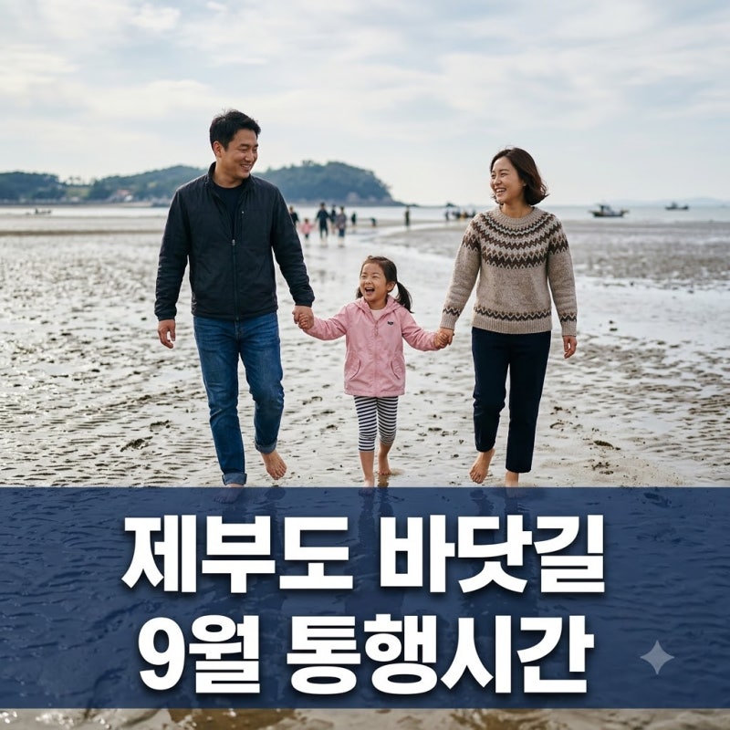 제부도 물때시간표 2026년 9월: 바닷길 통행시간 미리 확인하고 즐거운 여행 떠나요!