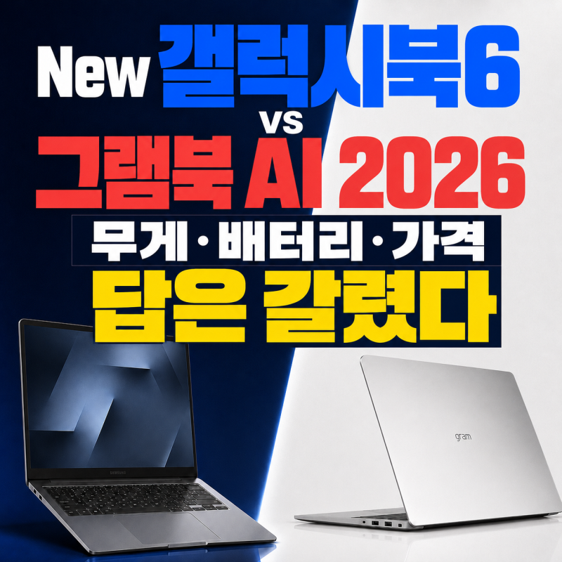 "New갤럭시북6 vs 그램북 AI 2026", 무게·배터리·가격 다 비교해보니 답은 갈렸다