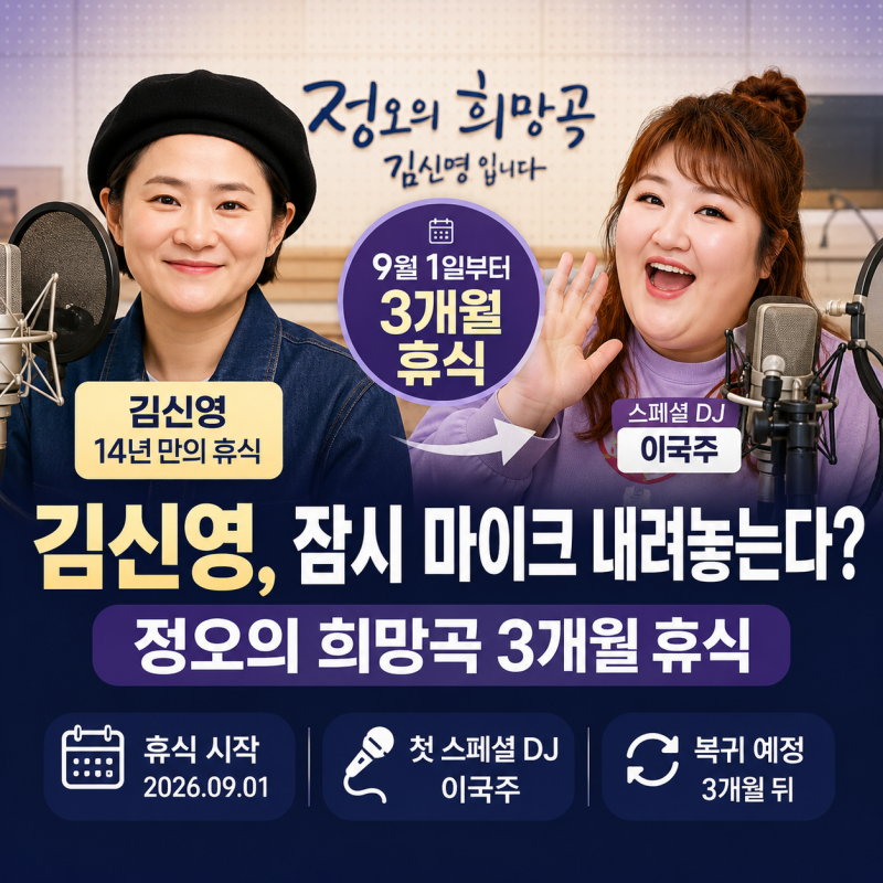 14년 만에 마이크 내려놓는다? 김신영 정오의 희망곡 하차 이유·이국주 DJ·3개월 휴식