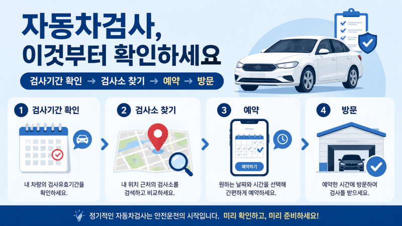 자동차검사 예약 방법 총정리｜검사기간·준비물·검사소 찾기까지