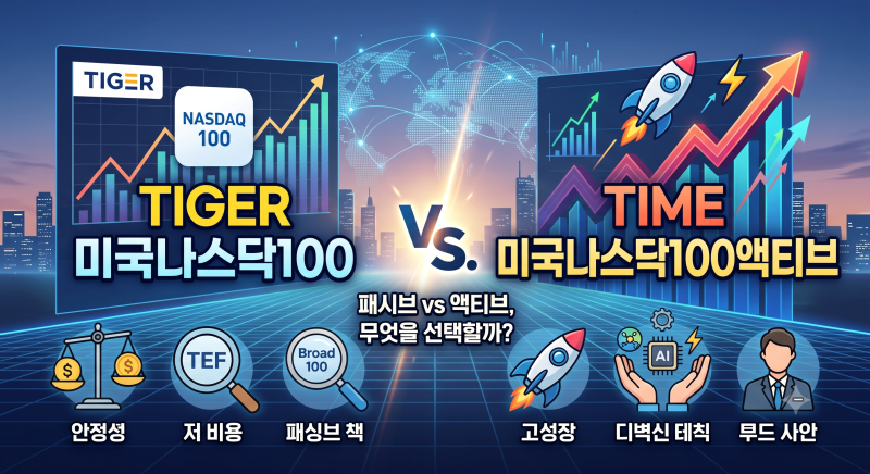 TIGER 미국나스닥100 vs. TIME 미국나스닥100액티브: 내 연금계좌엔 어떤 '진짜' 나스닥이 맞을까?