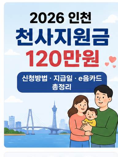 2026 인천 천사지원금 120만원 신청방법, 직접 신청해봤습니다 (검단구 기준)