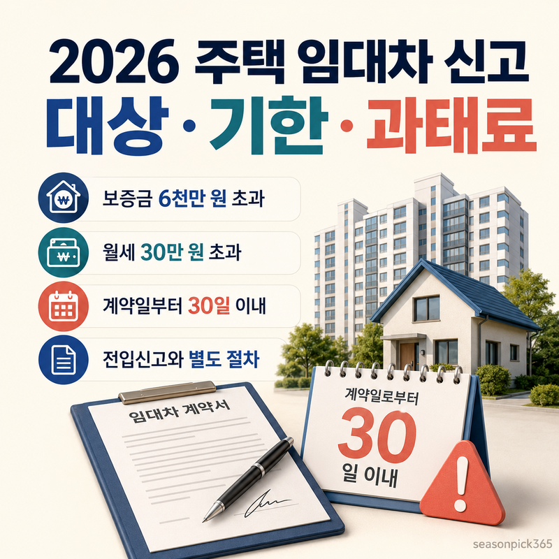 2026 주택 임대차 신고 대상과 과태료 (30일 신고 기한 필수 점검)