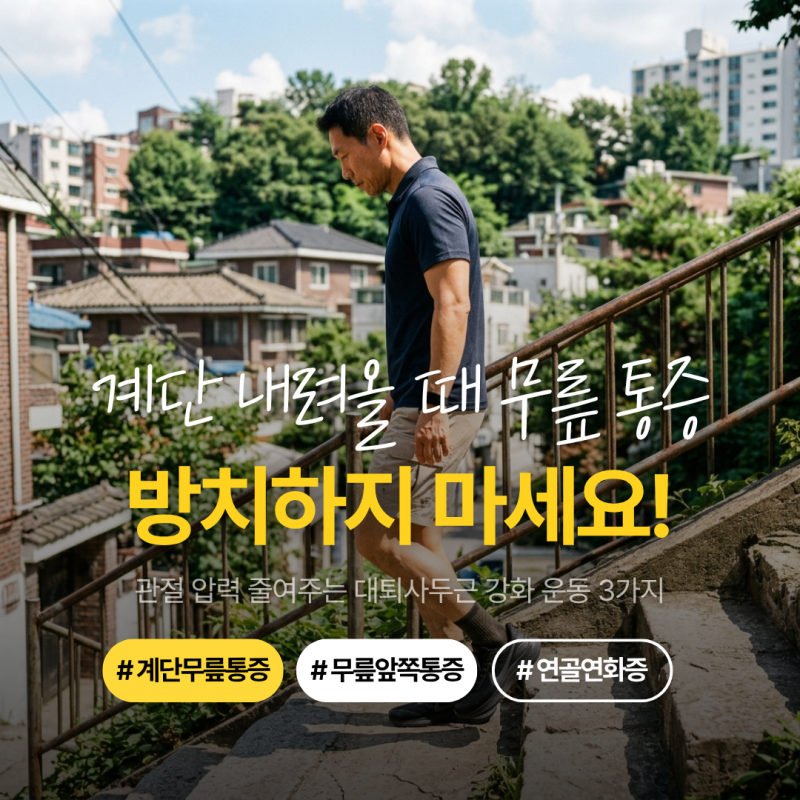 계단 내려올 때 무릎 앞쪽 통증 방치하지 마세요! 연골연화증 극복하는 대퇴사두근 운동 3가....