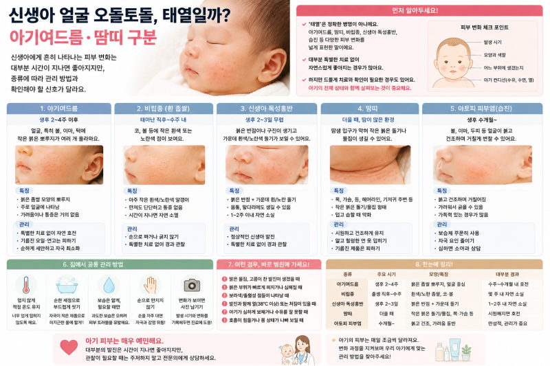 신생아 얼굴 오돌토돌, 태열일까? 아기여드름·땀띠 구분