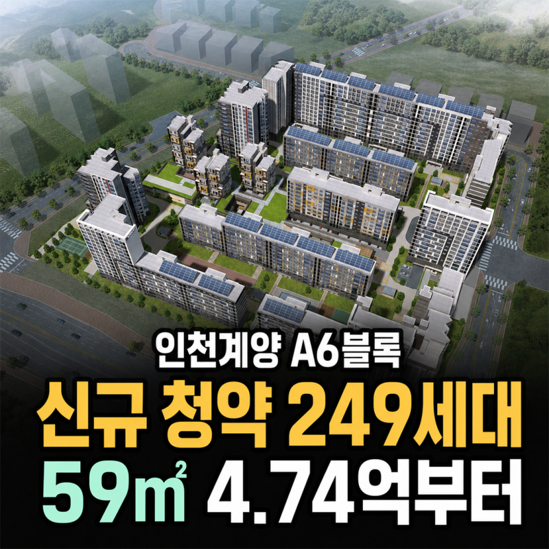 인천계양 A6블록 3기신도시 공공분양 663세대 59 84타입 4억대 7억대 분양가