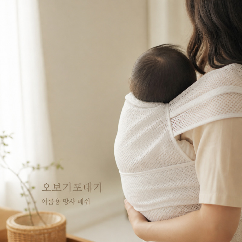 여름 신생아 포대기 고민이라면? 오보기 화이트 메쉬