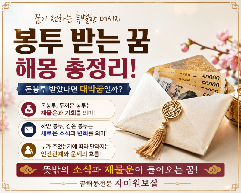 꿈해몽잘보는 자미원보살 돈봉투받는꿈