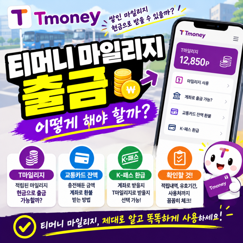 쌓인 포인트 현금으로 받을 수 있을까? 티머니 마일리지 출금 전에 확인할 것
