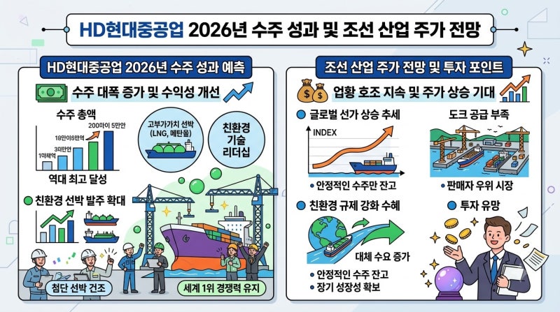 2026 HD현대중공업 선박 수주 실적과 조선업 주가 전망
