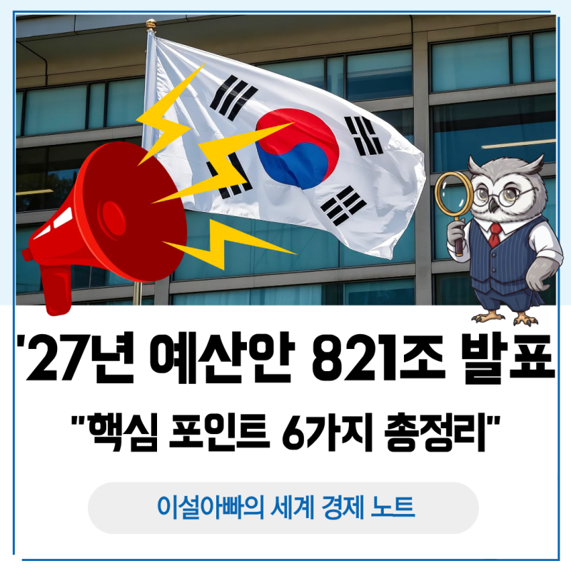 2027년 예산안 821조 원 발표, 핵심 포인트 6가지 총정리