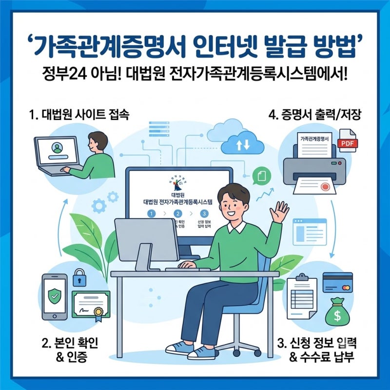 가족관계증명서 인터넷발급 방법, 정부24 아닌 대법원 사이트에서