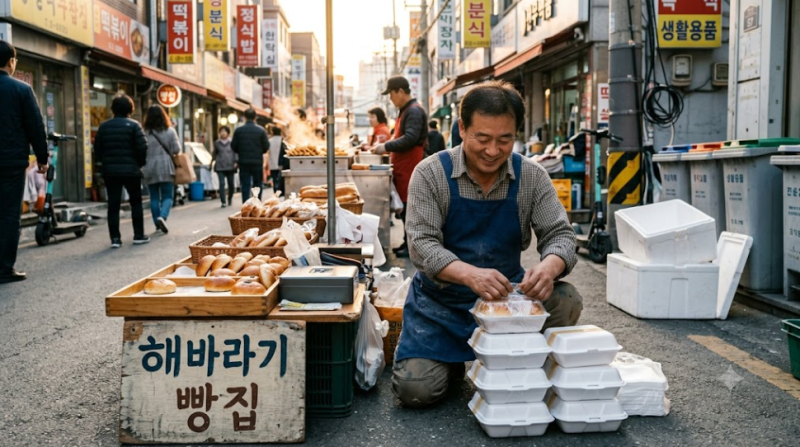 스티로폼 박스 재활용 논란, 부산 빵집 사장 결국 사과